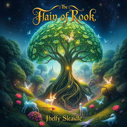 A visually stunning book cover featuring a magical forest filled with vibrant, otherworldly flora and fauna