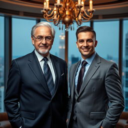 A striking portrait of two powerful magnates standing side by side