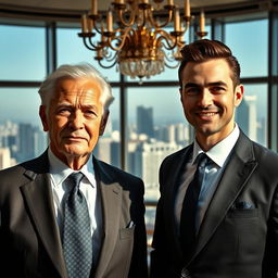 A striking portrait of two powerful magnates standing side by side