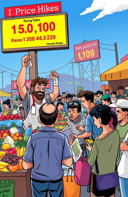 A conceptual illustration depicting the impact of a price hike on various everyday items
