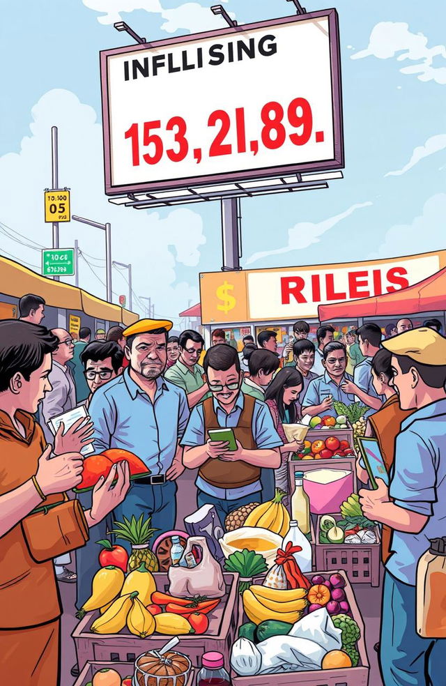 A conceptual illustration depicting the impact of a price hike on various everyday items