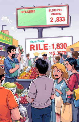 A conceptual illustration depicting the impact of a price hike on various everyday items