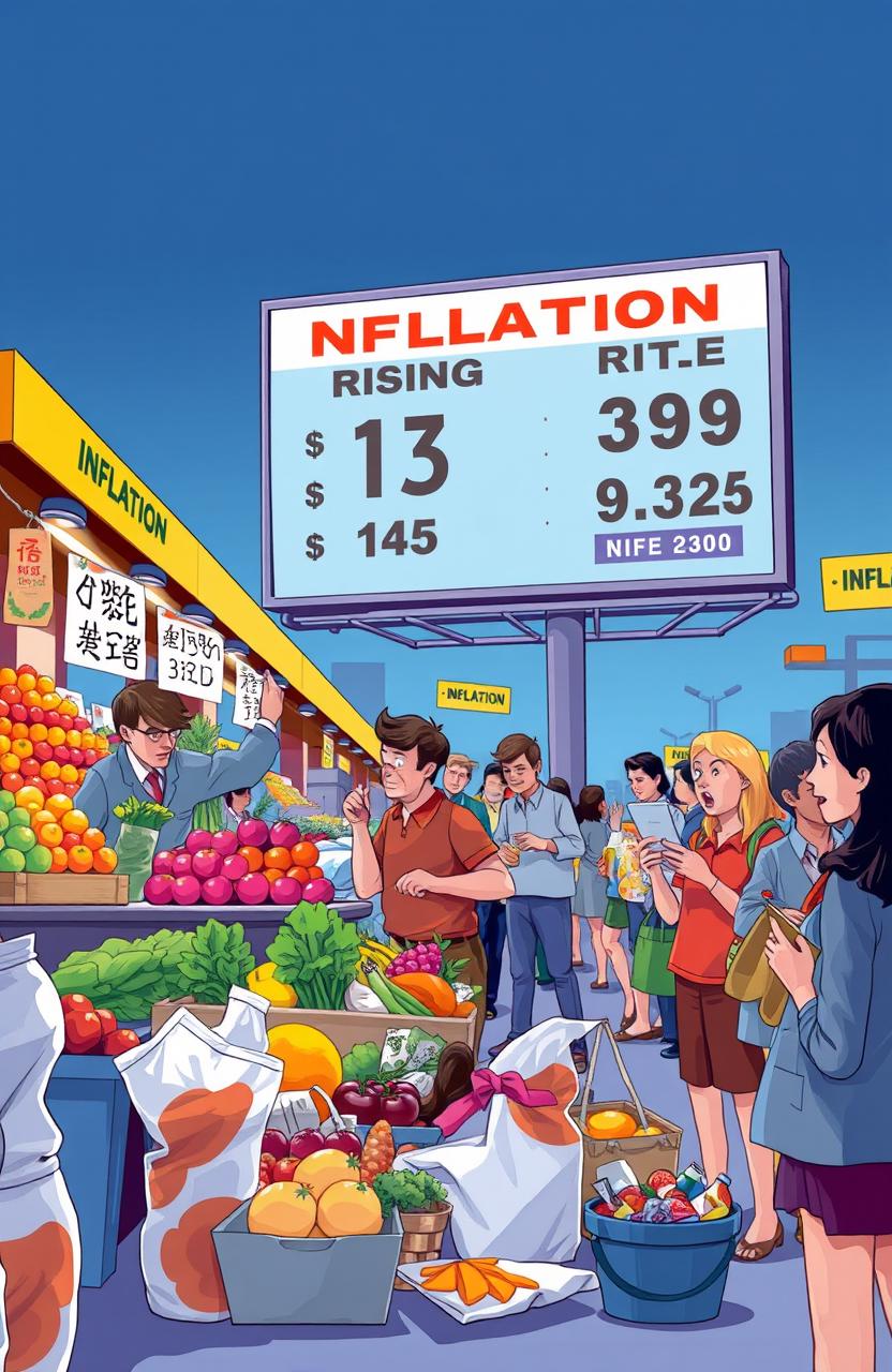 A conceptual illustration depicting the impact of a price hike on various everyday items