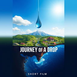 A vibrant poster for a short film titled 'Journey of a Drop'