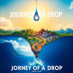 A vibrant poster for a short film titled 'Journey of a Drop'