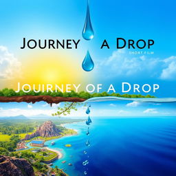 A vibrant poster for a short film titled 'Journey of a Drop'