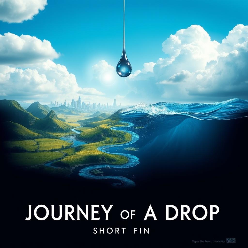 A captivating poster for a short film titled 'Journey of a Drop'