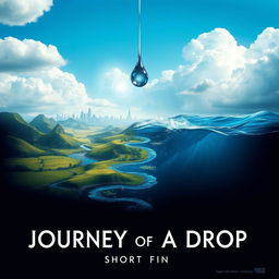 A captivating poster for a short film titled 'Journey of a Drop'