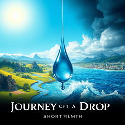 A captivating poster for a short film titled 'Journey of a Drop'