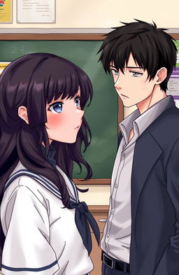 A dramatic, illustrative scene capturing the intense emotions of a young female student, age 14, depicted in a school setting