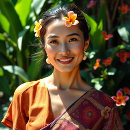 An enchanting portrait of a Central Malay woman, showcasing her natural beauty