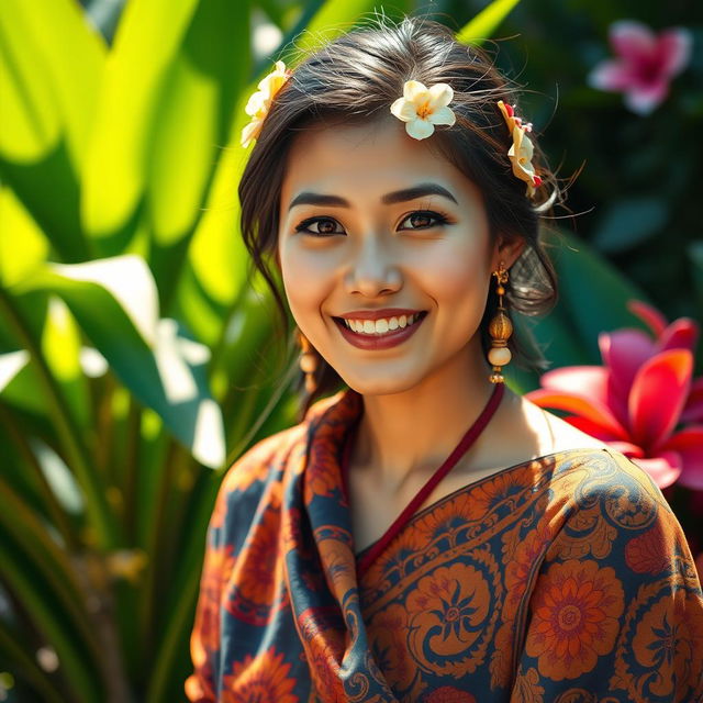 An enchanting portrait of a Central Malay woman, showcasing her natural beauty