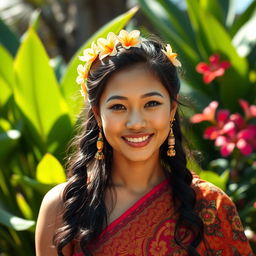 An enchanting portrait of a Central Malay woman, showcasing her natural beauty