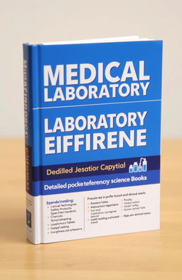 A detailed pocket reference book designed for medical laboratory science professionals, showcasing a modern, sleek cover design with a color palette of blue and white