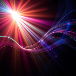 A visually captivating representation of light beams passing through sound waves on a dark background