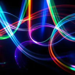 A visually captivating representation of light beams passing through sound waves on a dark background