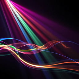 A visually captivating representation of light beams passing through sound waves on a dark background