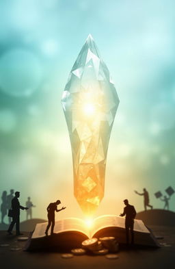 An abstract representation of the concept of realizing value, featuring a glowing, ethereal light emerging from a beautifully intricate crystal
