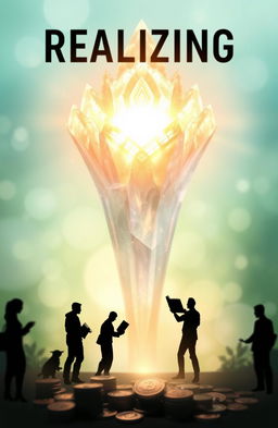 An abstract representation of the concept of realizing value, featuring a glowing, ethereal light emerging from a beautifully intricate crystal