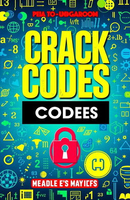 A vibrant and engaging book cover for a mathematics book titled 'Crack Codes'