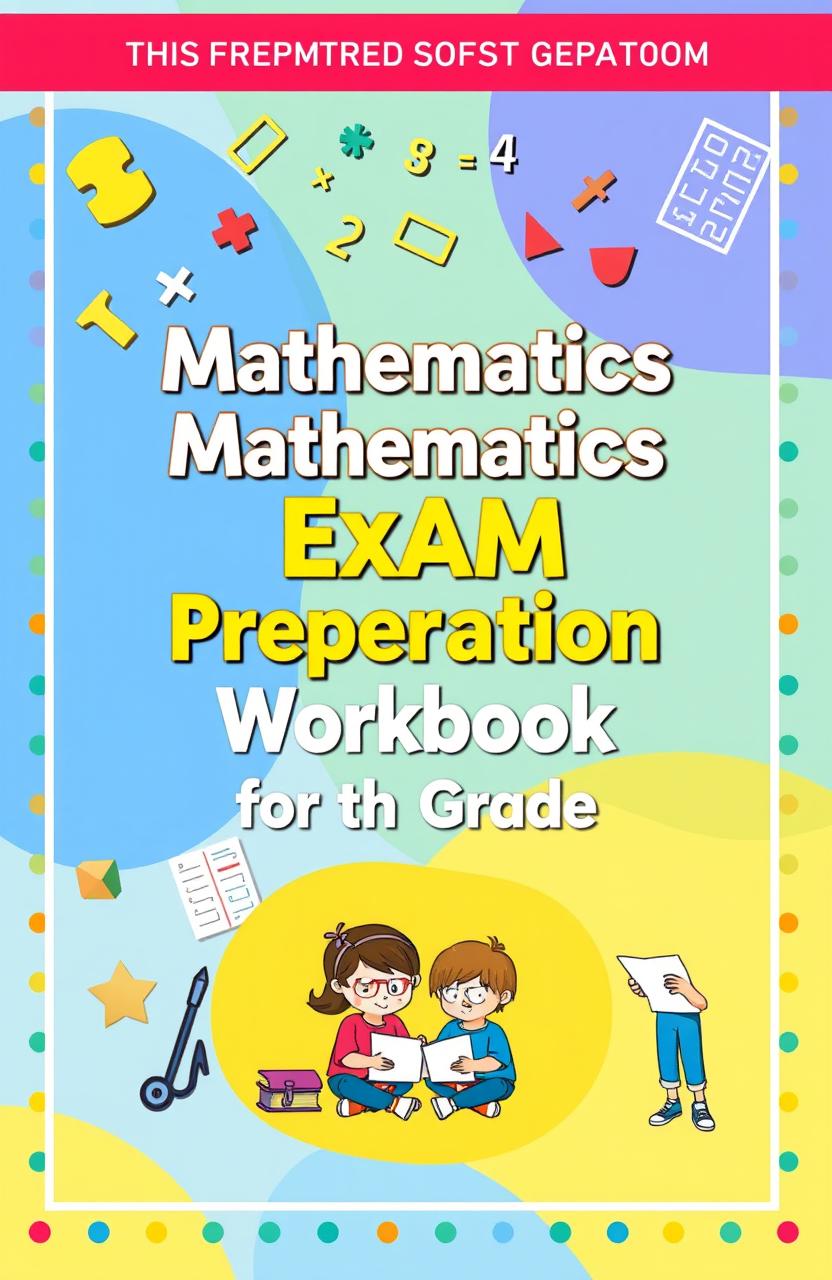 A visually appealing workbook cover for a 6th grade mathematics exam preparation guide