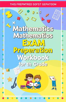 A visually appealing workbook cover for a 6th grade mathematics exam preparation guide