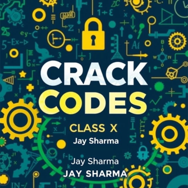 A captivating book cover for a mathematics book titled 'Crack Codes' for Class X, authored by Jay Sharma, a Mechanical Engineer