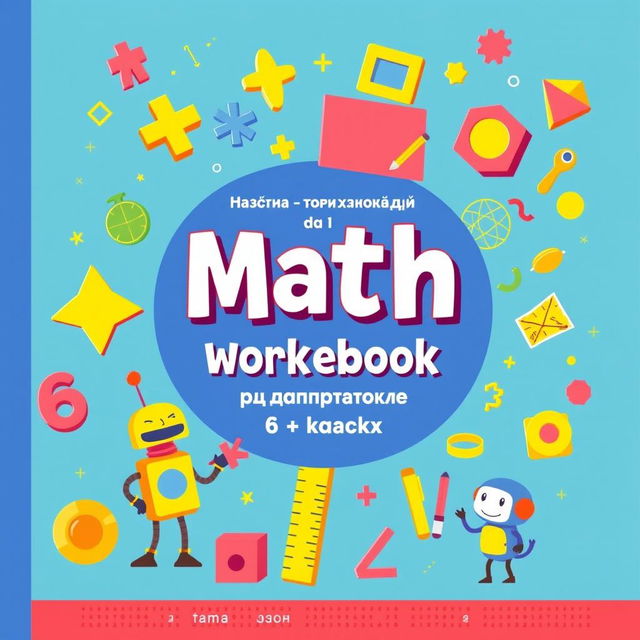 A colorful and engaging cover design for a math workbook intended for 6th-grade students preparing for standardized testing