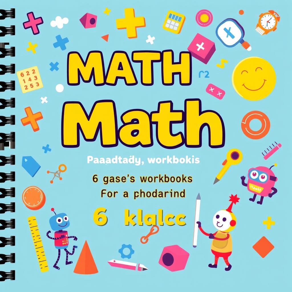 A colorful and engaging cover design for a math workbook intended for 6th-grade students preparing for standardized testing