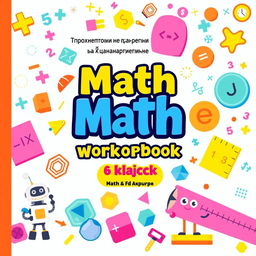 A colorful and engaging cover design for a math workbook intended for 6th-grade students preparing for standardized testing