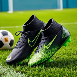 A dynamic representation of the Nike Phantom GT football boots worn by Neymar, showcasing their distinct design and vibrant color scheme