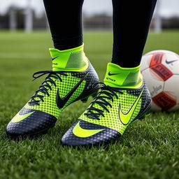 A dynamic representation of the Nike Phantom GT football boots worn by Neymar, showcasing their distinct design and vibrant color scheme