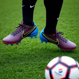 An impressive display of the Nike Phantom GT football boots worn by Neymar, highlighting their bold and stylish design