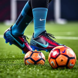 An impressive display of the Nike Phantom GT football boots worn by Neymar, highlighting their bold and stylish design
