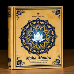 A beautifully designed book wrapper for a spiritual text titled 'Maha Mantra'