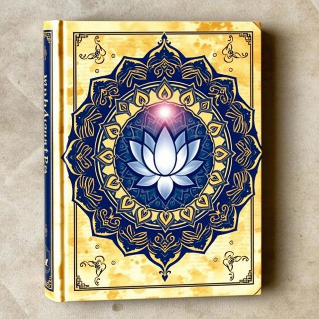 A beautifully designed book wrapper for a spiritual text titled 'Maha Mantra'