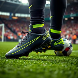 A vivid portrayal of the Nike Phantom GT football boots worn by Neymar, emphasizing their sleek design and vibrant colors