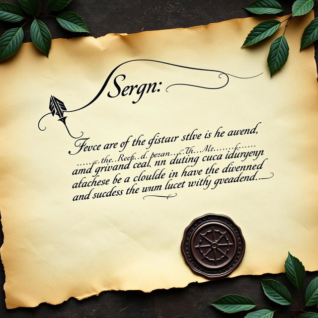 An elegant Elvish letter crafted for a spy organization, designed with intricate Elvish script flowing gracefully across finely aged parchment