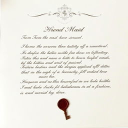 A formal letter from the head maid regarding employment as a servant, written on elegantly textured paper