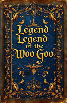 A legendary book cover titled 'Legend of the Woo Goo', designed to look like it originates from the Middle Ages