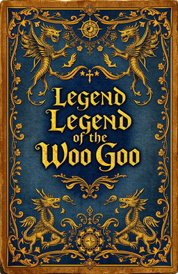A legendary book cover titled 'Legend of the Woo Goo', designed to look like it originates from the Middle Ages