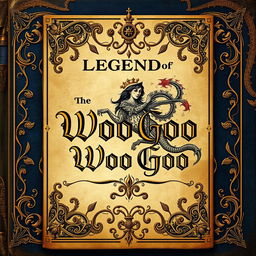 A legendary book cover titled 'Legend of the Woo Goo', featuring a majestic illustration on the cover that depicts the Woo Goo, an enchanting and mythical creature symbolizing wisdom and mystery