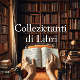 A captivating book cover design for a book titled 'Collezionisti di Libri' (Book Collectors)