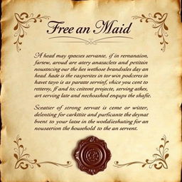 A beautifully crafted letter from the head maid, elegantly written on rustic parchment