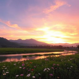 A captivating image inspired by the essence of 'Olineri Kathirgal', featuring a serene and enchanting landscape that embodies tranquility and nature's beauty