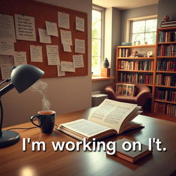 A modern workspace featuring a dedicated writer diligently working on a manuscript