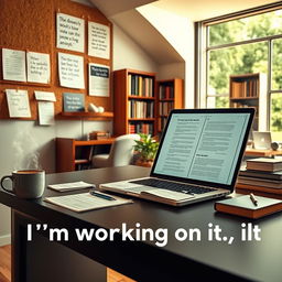 A modern workspace featuring a dedicated writer diligently working on a manuscript