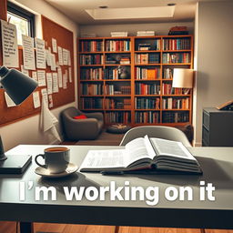 A modern workspace featuring a dedicated writer diligently working on a manuscript