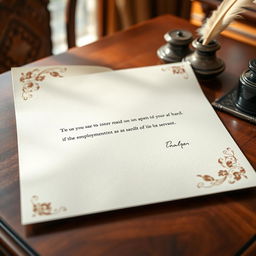 A beautifully crafted, blank letter on elegant stationery, featuring intricate floral designs around the edges