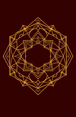 A stunning digital illustration featuring a luxurious gold outline design that elegantly frames intricate geometric patterns in a harmonious blend of shapes and curves